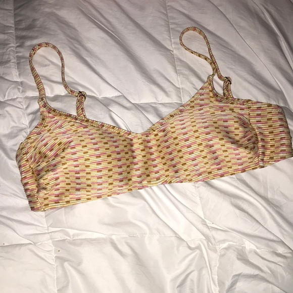 Kona Sol Womens Lurex Ribbed Texture Bikini Swim Top Multicolor Size XL - Picture 1 of 5